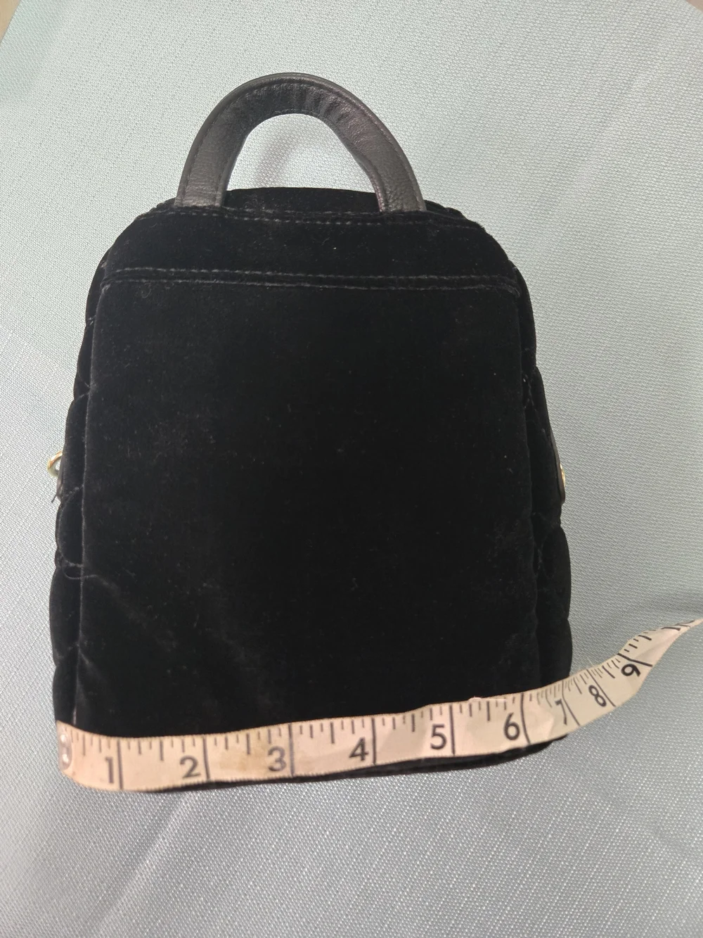 Betsey Johnson Black Quilted Velvet Mini Backpack with Floral Plaque